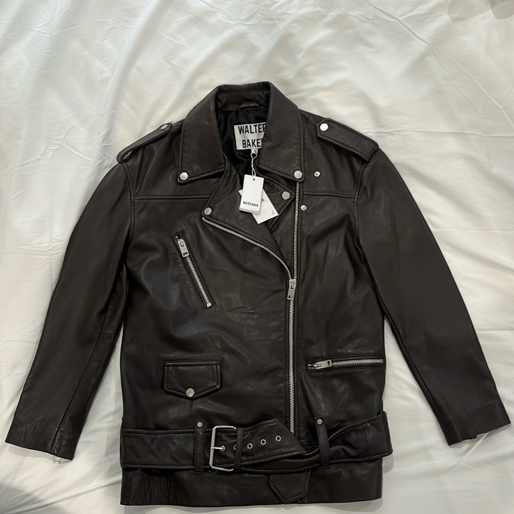 NWT Walter Baker Motorcycle Lamb Leather Jacket